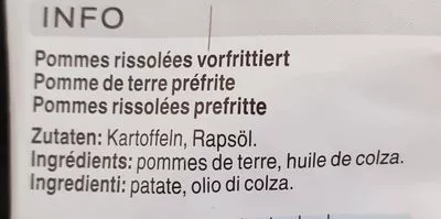 List of product ingredients Pommes rissolées coop 700 g