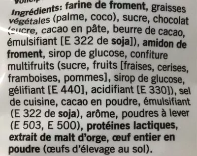 Lista de ingredientes del producto Assortiment de biscuits Coop 700 g