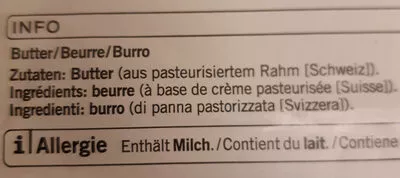 Lista de ingredientes del producto Beurre Prix Garantie, Coop 250 g