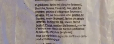 List of product ingredients Pain Pagnol Foncé Bio Coop, Naturaplan 380 g