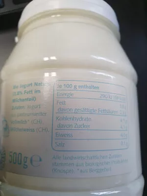 Lista de ingredientes del producto Jogurt au lait des montagnes Engadin Pura 500