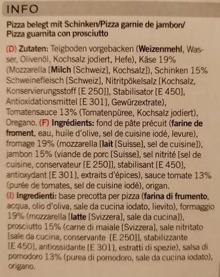 Lista de ingredientes del producto Prosciutto Coop, Betty Bossi 400 g