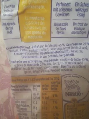 Liste des ingrédients du produit Moutarde gros grains Thomy 