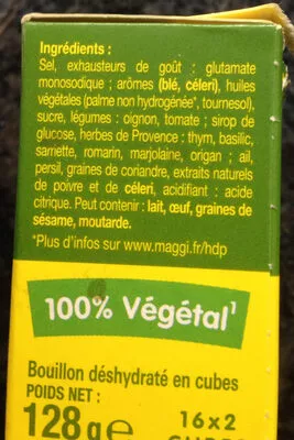 Liste des ingrédients du produit MAGGI KUB OR Herbes de Provence 32 cubes Maggi,  Kub or 128 g