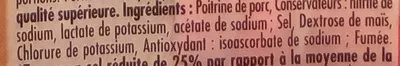 List of product ingredients Lardons fumés (-25 % de sel) Herta 150 g (2 x 75 g)