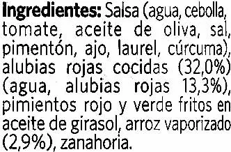 Liste des ingrédients du produit Alubia pinta con arroz Litoral 430 g