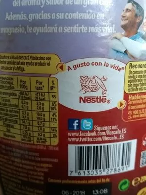 Liste des ingrédients du produit Vitalíssimo café soluble descafeinado Nescafe 