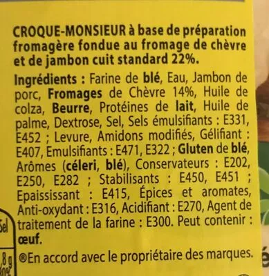 Liste des ingrédients du produit Tendre Croc' Chèvre Herta 630 g