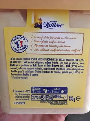 Liste des ingrédients du produit Crême glacée Palet breton Nestle 