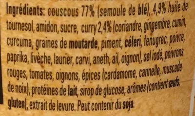 Liste des ingrédients du produit Couscous Marocco Curry Maggi, Nestlé 
