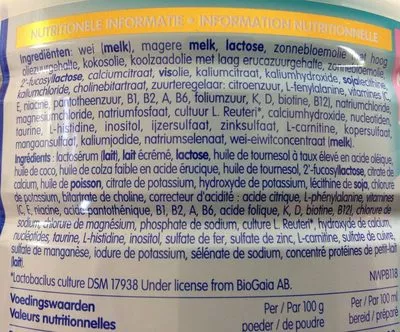 Lista de ingredientes del producto NAN Evolia Nestlé 