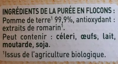 List of product ingredients Purée Mousline bio Mousline 2x 100g