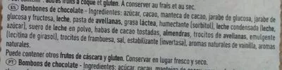 Lista de ingredientes del producto L'Atelier les bouchées Nestlé 186 g