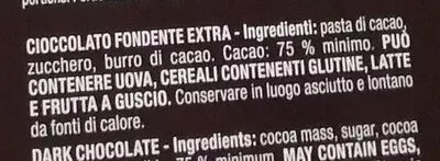 Lista de ingredientes del producto Raw taste 75% Perugina, Nestlé 95 g