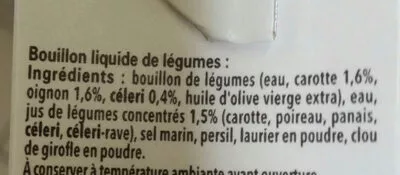 Lista de ingredientes del producto Bouillon liquide de légumes Maggi Maggi 
