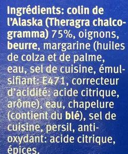 Liste des ingrédients du produit Filet Gourmet a La Bordelaise M Classic 400 g