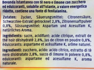 List of product ingredients Ice tea light Migros 