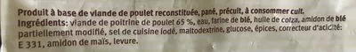 Lista de ingredientes del producto Chicken Nuggets Poulet Don Pollo 750 g