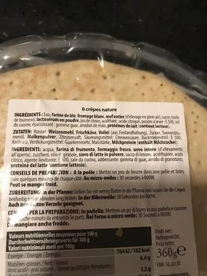 List of product ingredients Crêpes Nature  