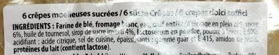Liste des ingrédients du produit 6 Crêpes Sucrées Régalette 360 g