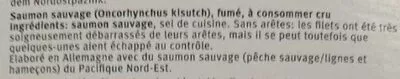 List of product ingredients Filet saumon sauvage Migros sélection, Migros 120 g