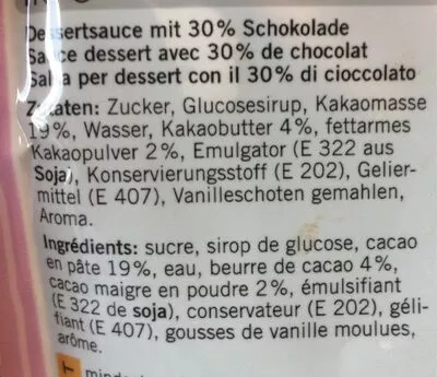 Liste des ingrédients du produit Sauce coupe danmark Betty Bossi 125 g