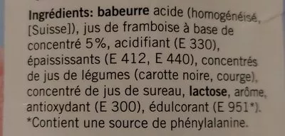 Liste des ingrédients du produit Saure Buttermilch Himbeere coop 500ml