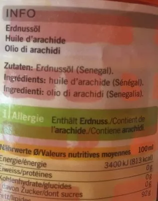 Lista de ingredientes del producto Huile d'arachide Coop 1l