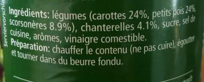 Lista de ingredientes del producto Choix de legumes avec chauterelles Hero 420 g