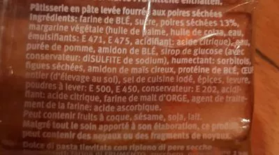 Liste des ingrédients du produit Chaussons aux poires Migros, Jowa 225 g e