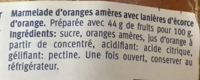 Liste des ingrédients du produit Marmelade d'oranges amères avec lanières d'écorce d'orange Migros 500 g