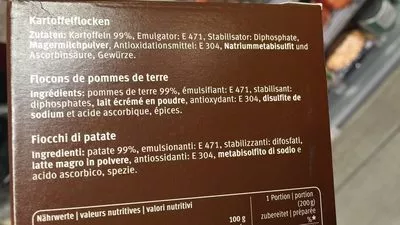 List of product ingredients Purée de pomme de terre Mifloc 95 g
