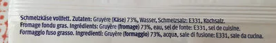 List of product ingredients Gruyère fondu tranches Migros 600g
