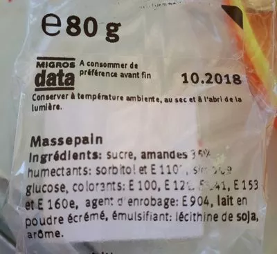 Liste des ingrédients du produit Massepain  