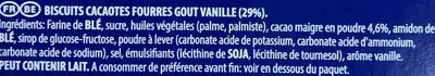 Lista de ingredientes del producto Oreo cookies vanilla Oreo, Mondelez 220 g