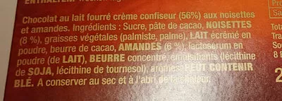 Lista de ingredientes del producto Cote d'or bouchees chocolate pieces milk praline côte d'or 200 g