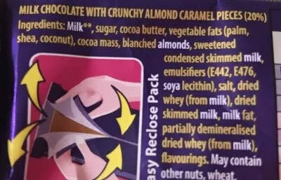 Lista de ingredientes del producto Cadbury dairy milk chocolate daim Cadbury 120g