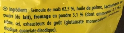 Liste des ingrédients du produit Croustilles goût Emmental Belin 336 g