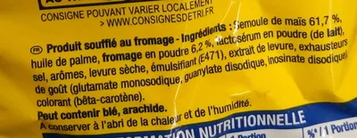 Lista de ingredientes del producto Les Super Z'héros au fromage Belin 80 g