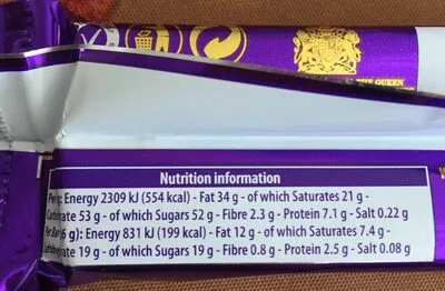 Lista de ingredientes del producto Cadbury wispa chocolate bar Cadbury 36 g