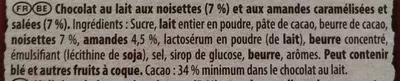 Liste des ingrédients du produit Chocolat brut lait double noix Cote d'or, Mondelez 180 g