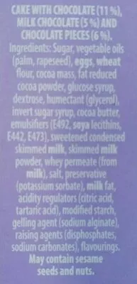 List of product ingredients Brownie Cadbury 6