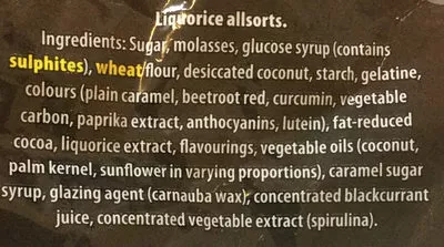 Lista de ingredientes del producto Maynards bassetts liquorice allsorts candy Maynards Bassetts 400 g