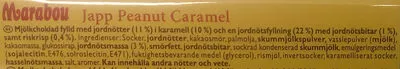 Liste des ingrédients du produit Marabou japp peanut caramel Marabou 276 g