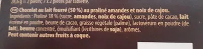 List of product ingredients Praliné cajou & amandes côte d'or,  Mondelez 200g