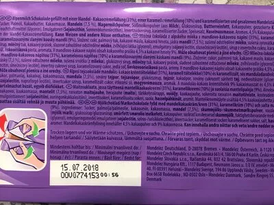 Lista de ingredientes del producto Mandel Karamell Milka, Milka MMMAX 300 g
