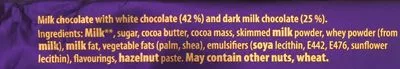 Lista de ingredientes del producto Dairy milk chocolate tablet trio Cadbury 300 g