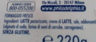List of product ingredients Philadelphia, Classico Philadelphia 220g