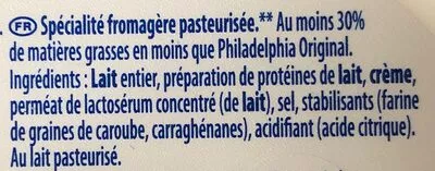 Liste des ingrédients du produit Philadelphia Light Philadelphia, Kraft, Kraft Foods, Mondelèz International 150 g