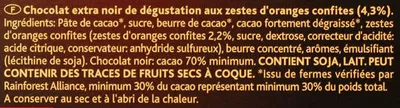 Lista de ingredientes del producto Côtes d'Or Orange Noir 70 % Côte d'Or, Kraft Foods 100 g